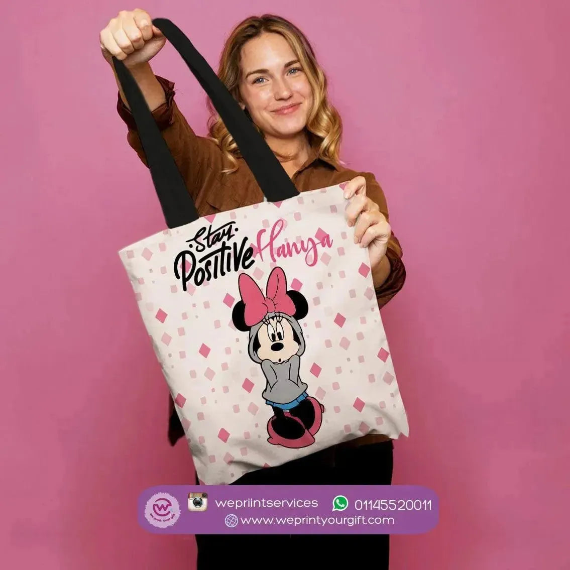 custom tote bag- Canvas - Minnie Mouse - WE PRINT