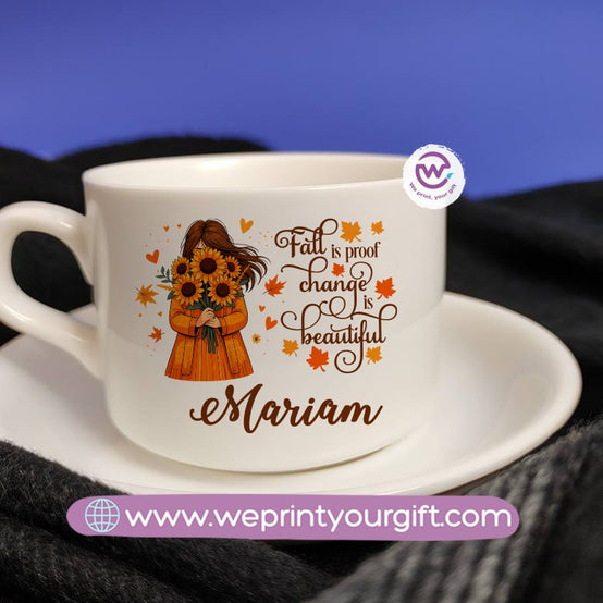 Personalized Coffee Cup with Saucer – One Art Design Collection