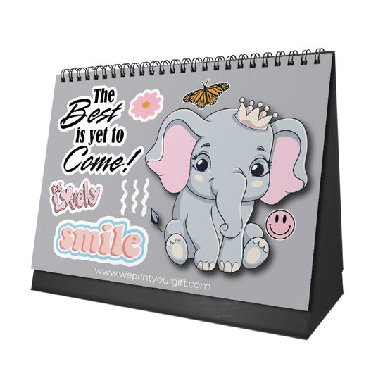 Cute Elephant Desk Calendar 2026