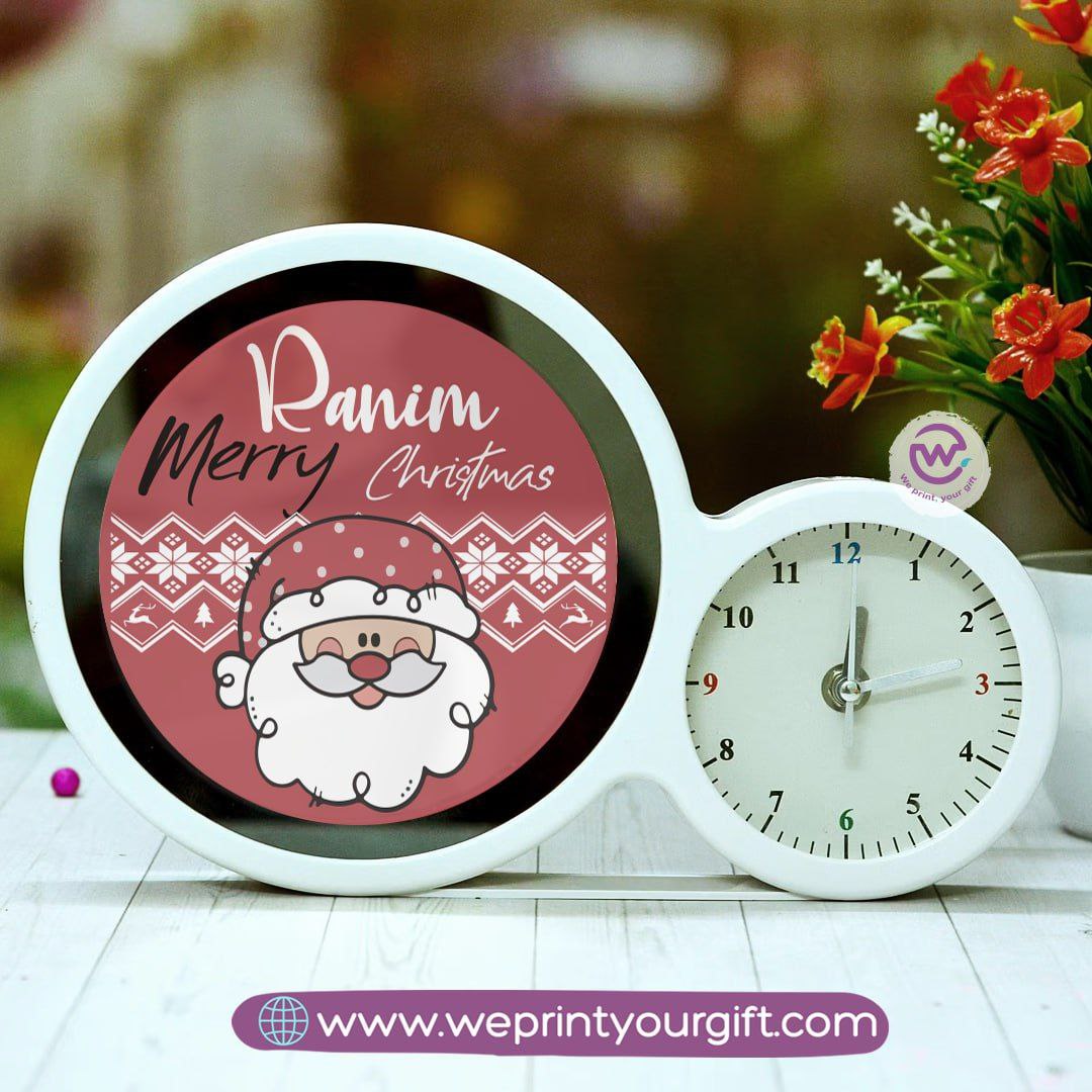 Round Magic Mirror with Clock – Christmas Edition