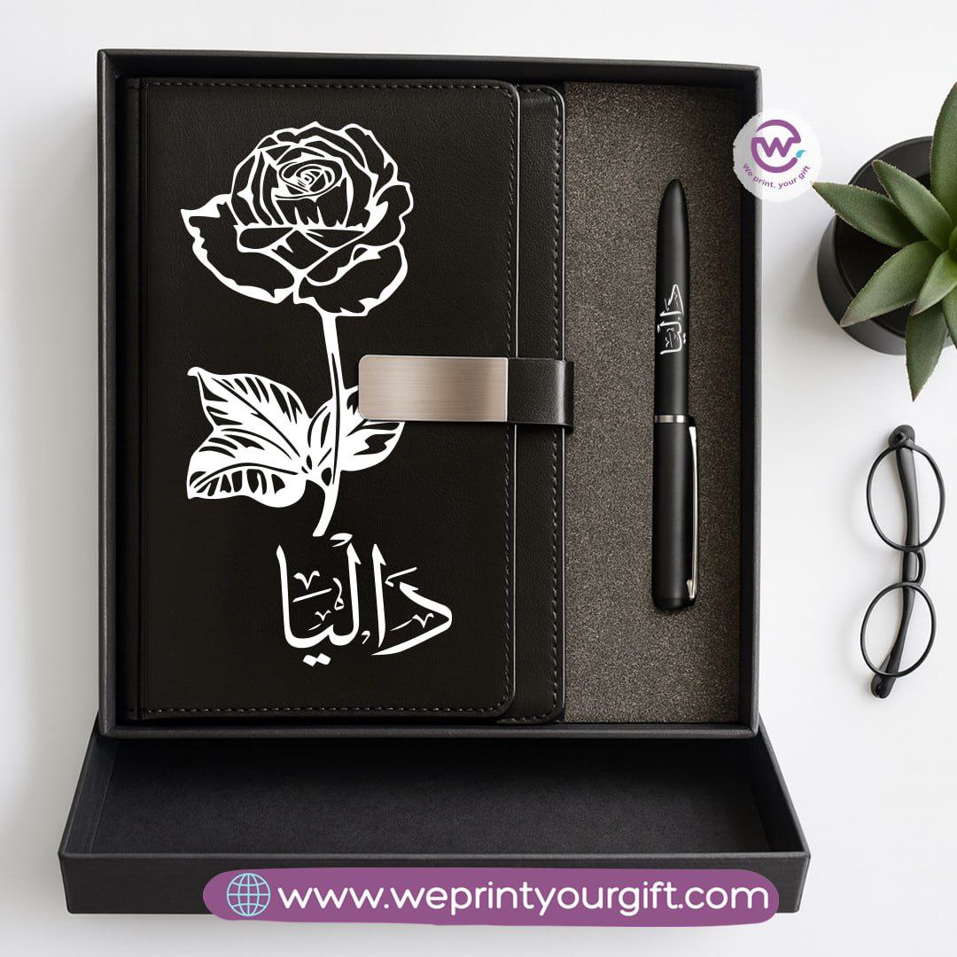 Personalized One Line Art Gift Box – Custom Name Notebook & Engraved Pen