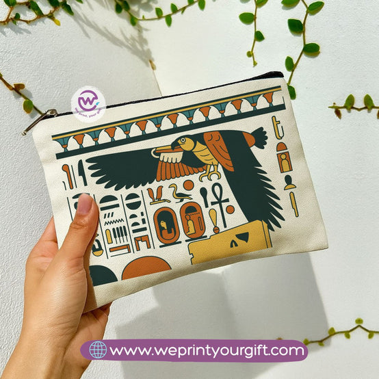 Pharaonic Egyptian Makeup Bag & Pencil Case – Artistic Cotton Pouch Inspired by Ancient Egypt