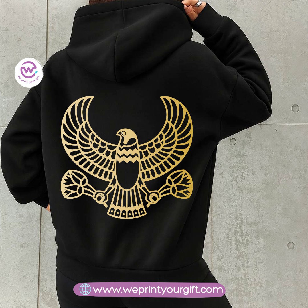 Pharaonic Gold Print Hoodie – Cotton Melton Unisex