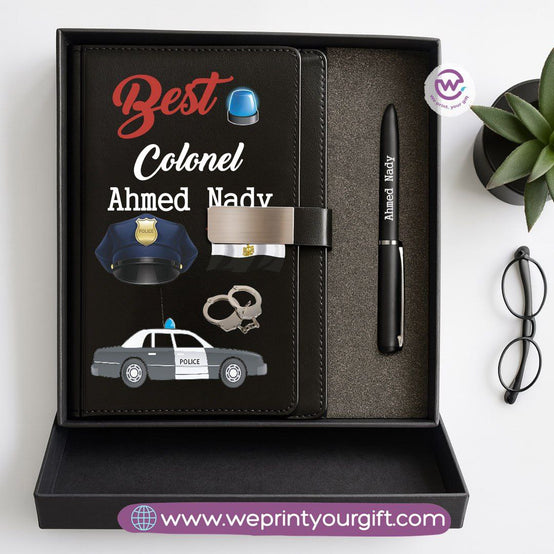 Personalized Leather Notebook & Engraved Pen Gift Box – Career Collection