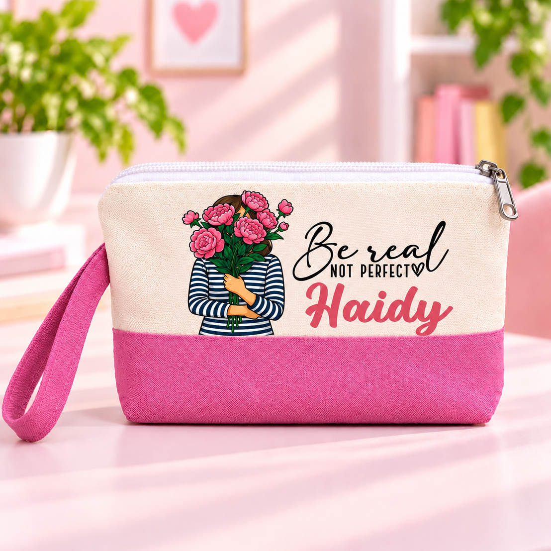 Digital Art Two-Tone Canvas Pencil Case & Makeup Pouch | With Side Handle