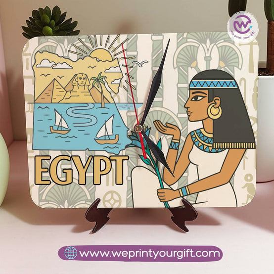 Pharaonic Wooden Table Clock – Egyptian Heritage Edition