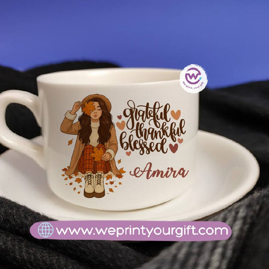 Personalized Coffee Cup with Saucer – One Art Design Collection