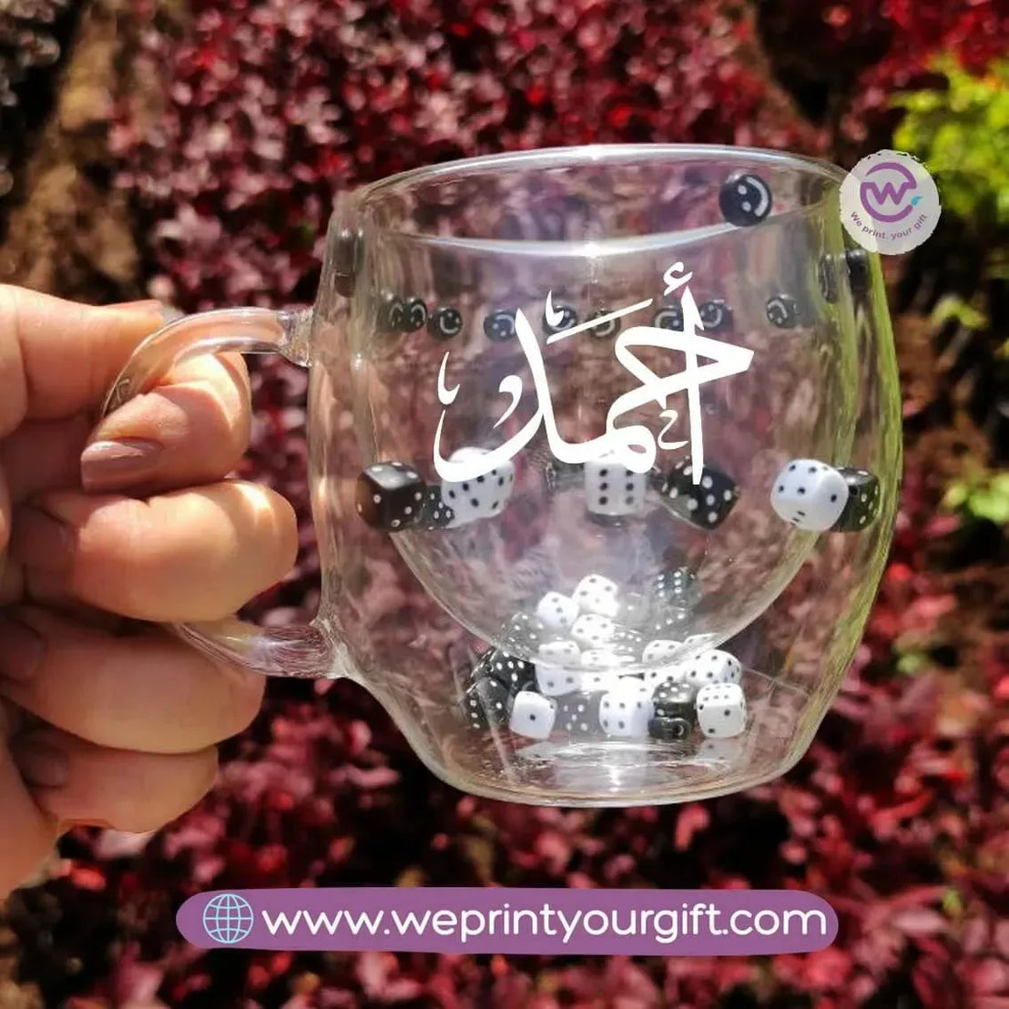 Double wall coffee cups- Dice- Arabic Names - WE PRINT