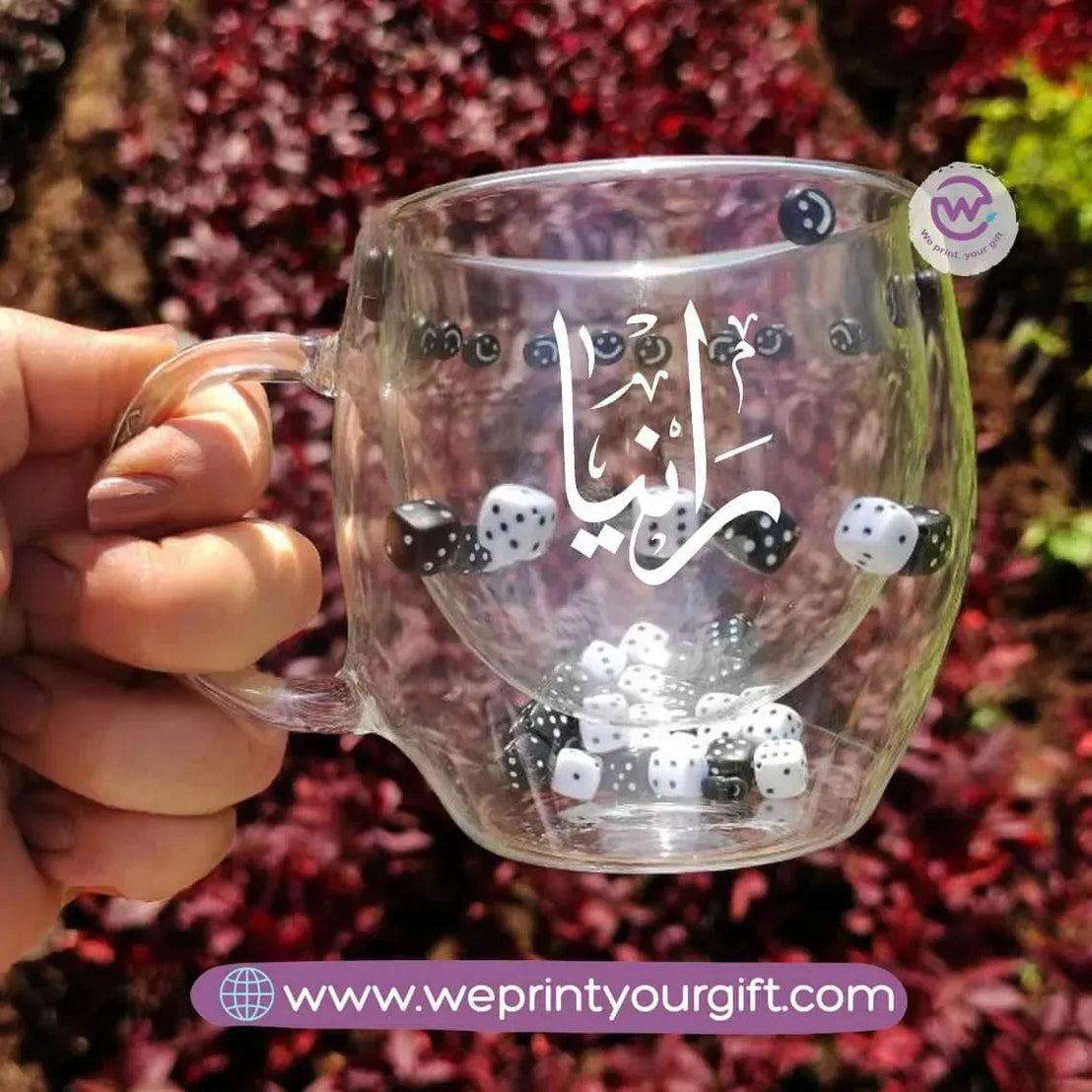 Double wall coffee cups- Dice- Arabic Names - WE PRINT