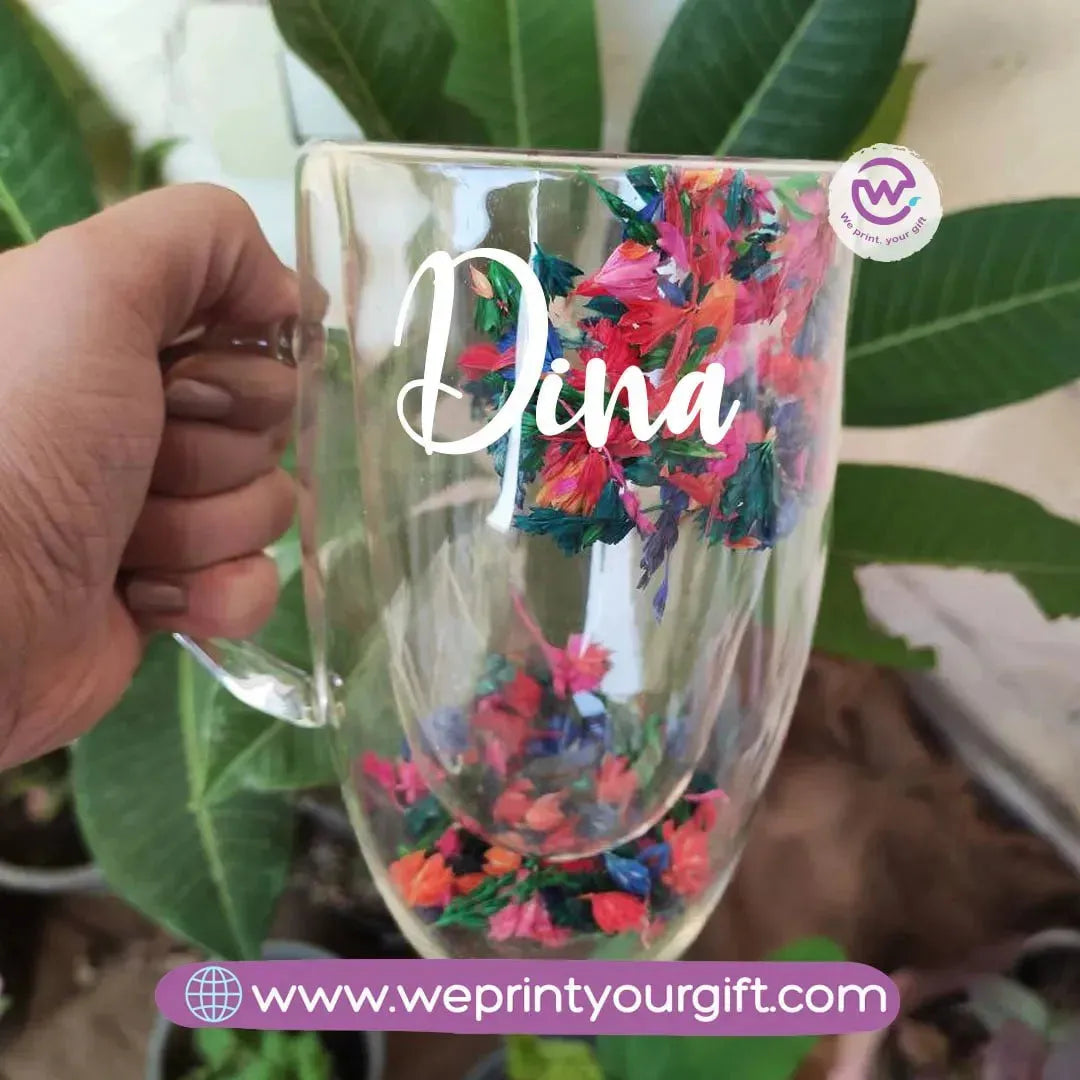 Double wall mug with flowers-Names - WE PRINT