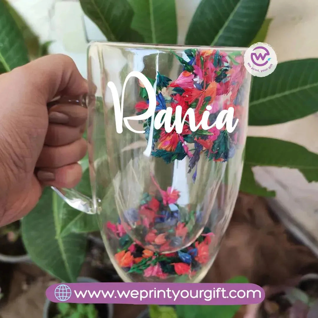 Double wall mug with flowers-Names - WE PRINT