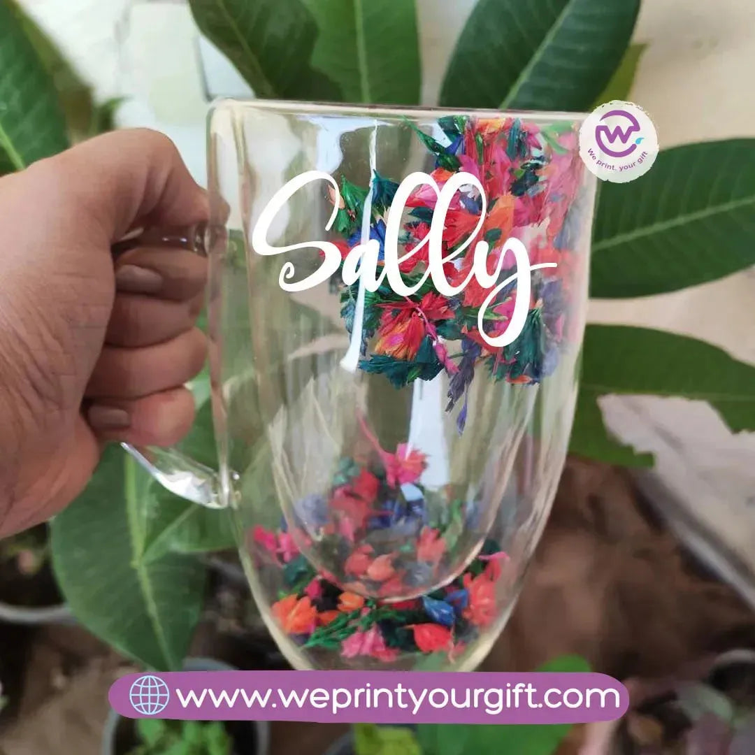 Double wall mug with flowers-Names - WE PRINT