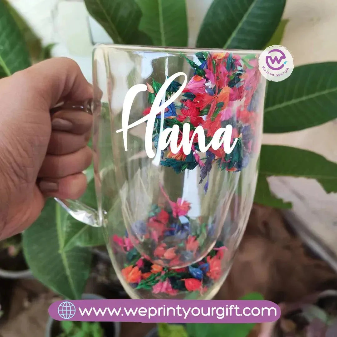 Double wall mug with flowers-Names - WE PRINT