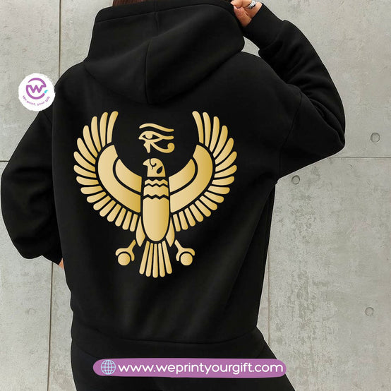 Pharaonic Gold Print Hoodie – Cotton Melton Unisex