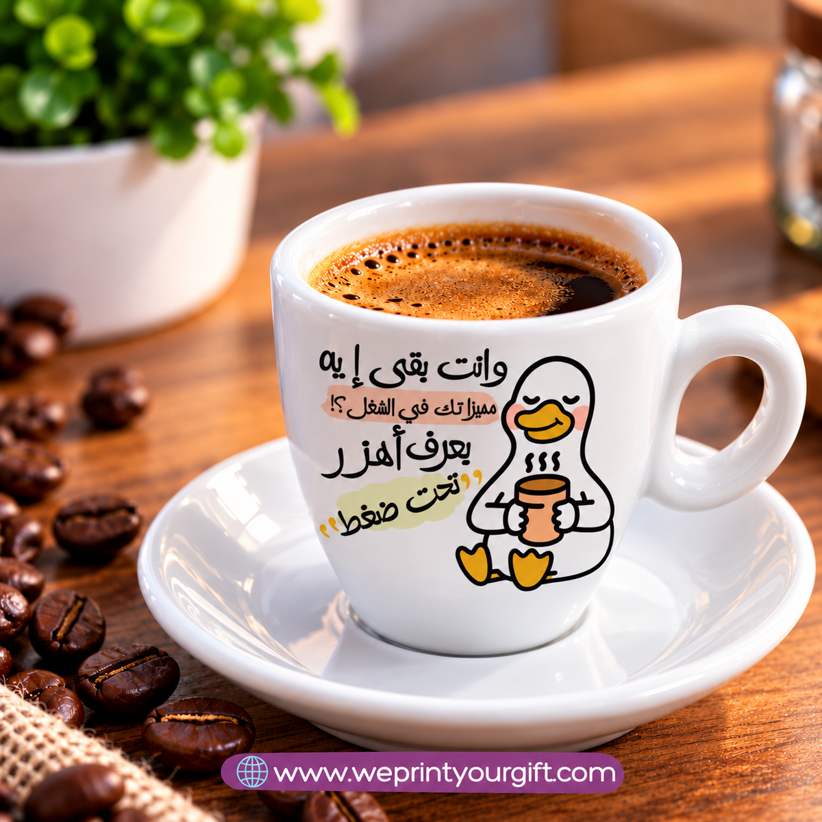 Cute Duck Ceramic Coffee Cups with Saucers – Funny & Playful Designs