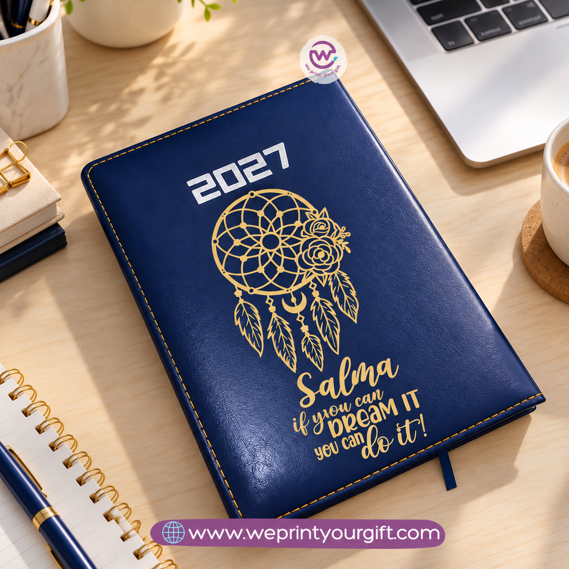 2027 Personalized Agenda – Gold Motivational Designs