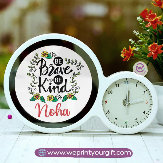 Round Magic Mirror with Clock – Personalized Motivational Design