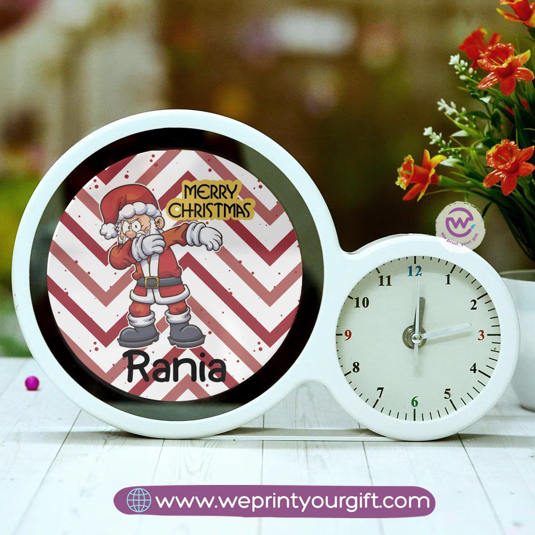 Round Magic Mirror with Clock – Christmas Edition