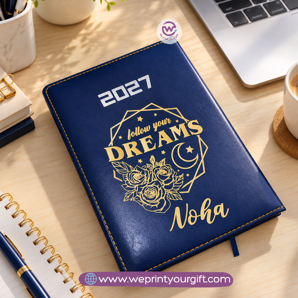 2027 Personalized Agenda – Gold Motivational Designs
