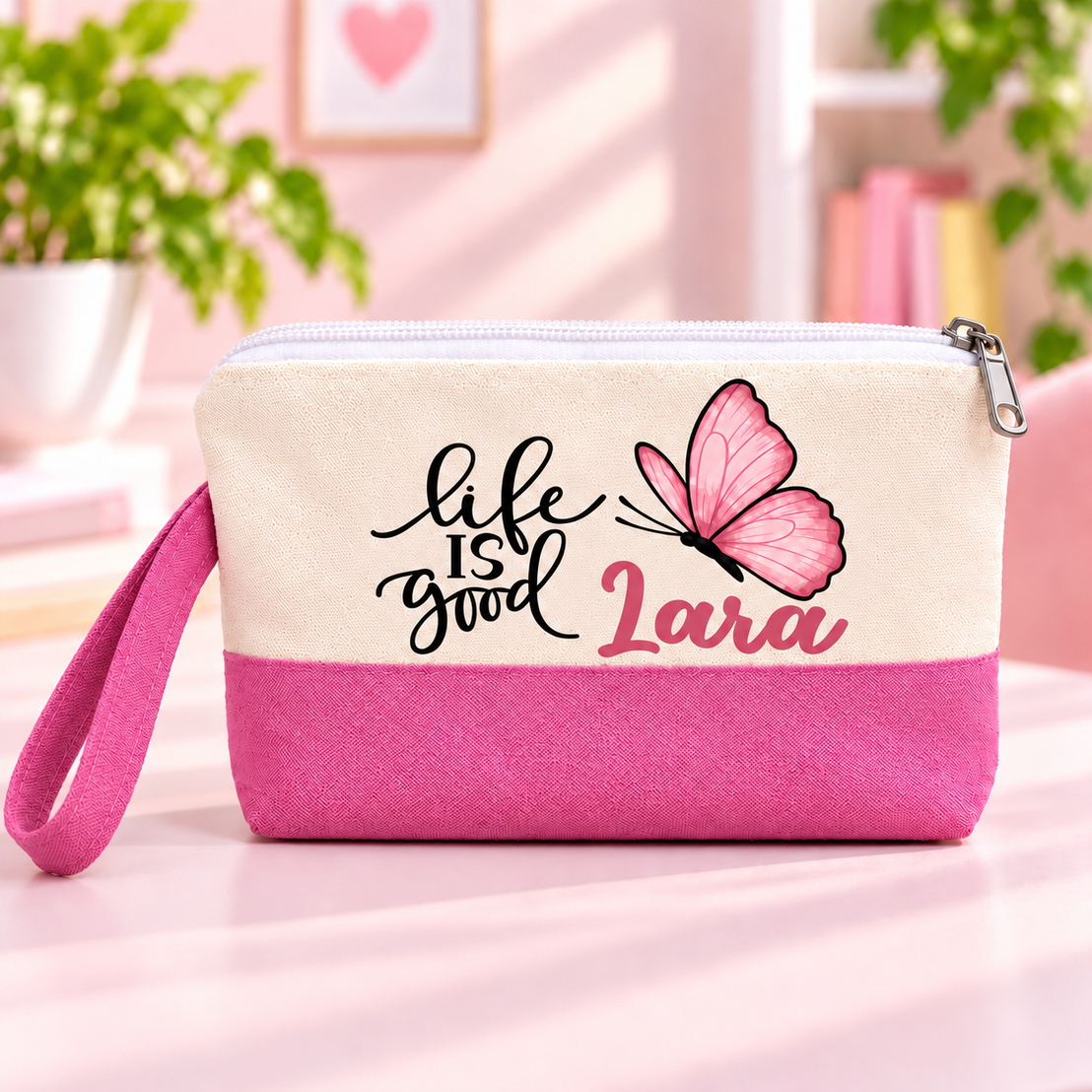 Digital Art Two-Tone Canvas Pencil Case & Makeup Pouch | With Side Handle
