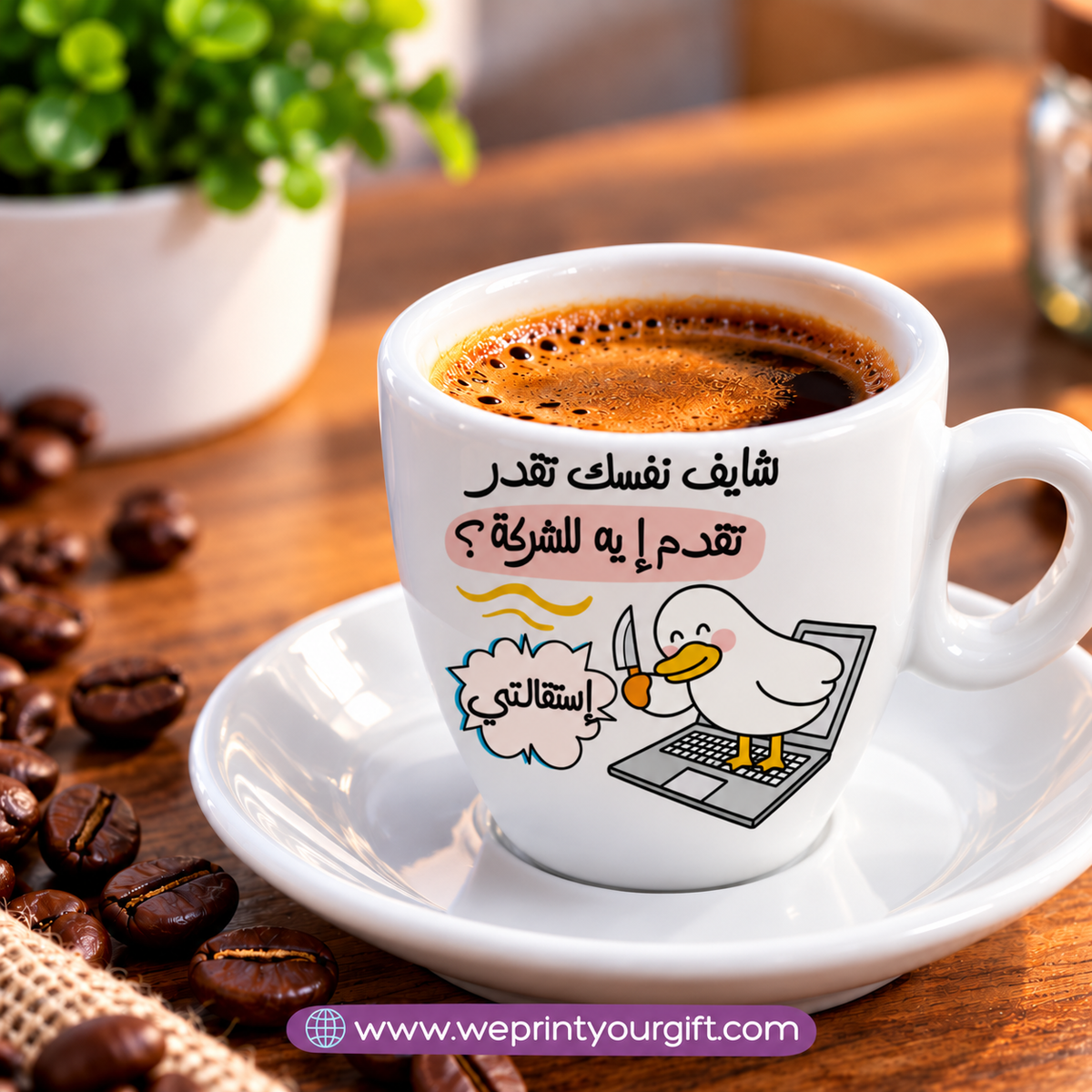 Cute Duck Ceramic Coffee Cups with Saucers – Funny & Playful Designs