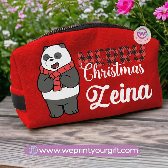 Fabric Boxy Pouch Makeup-3 Bears-Christmas - WE PRINT