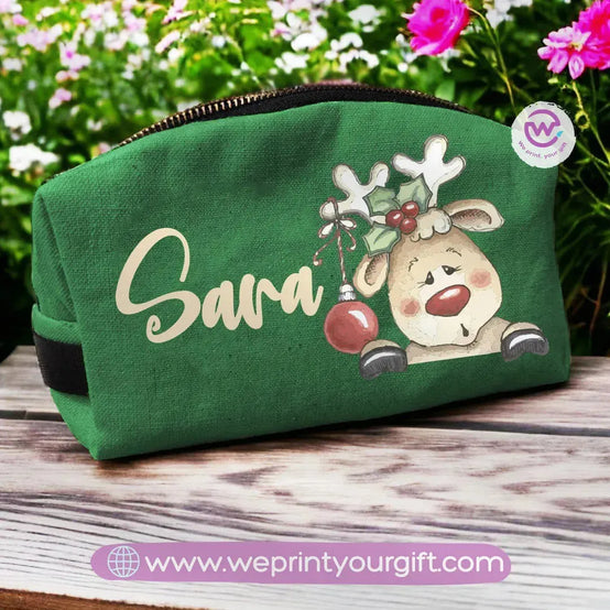 Fabric Boxy Pouch Makeup bag-Christmas Designs - WE PRINT