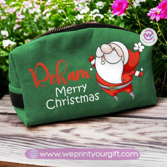 Fabric Boxy Pouch Makeup bag-Christmas Designs - WE PRINT