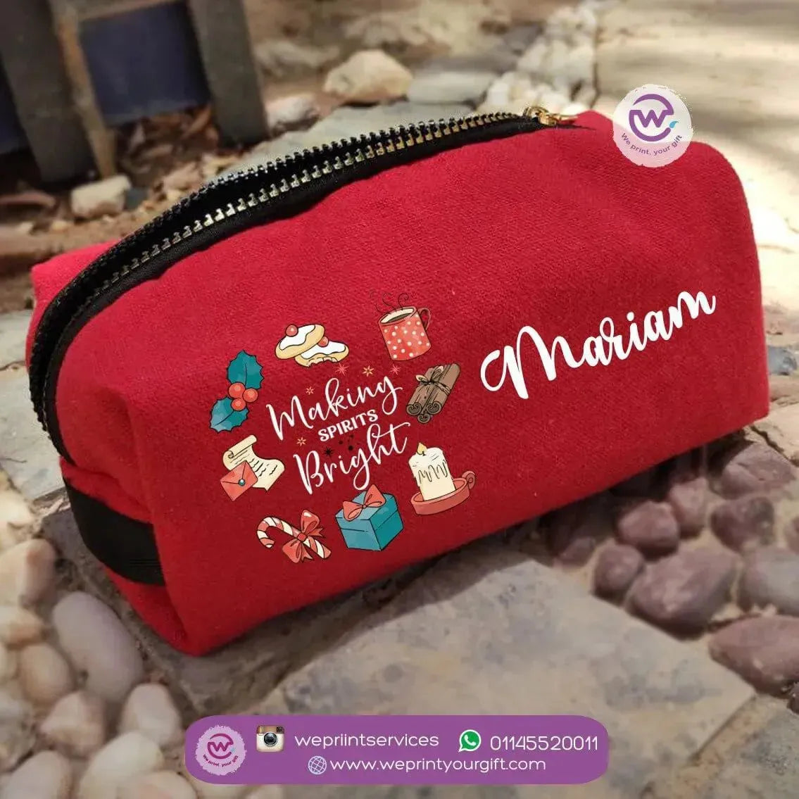 Fabric Boxy Pouch Makeup-Christmas - WE PRINT