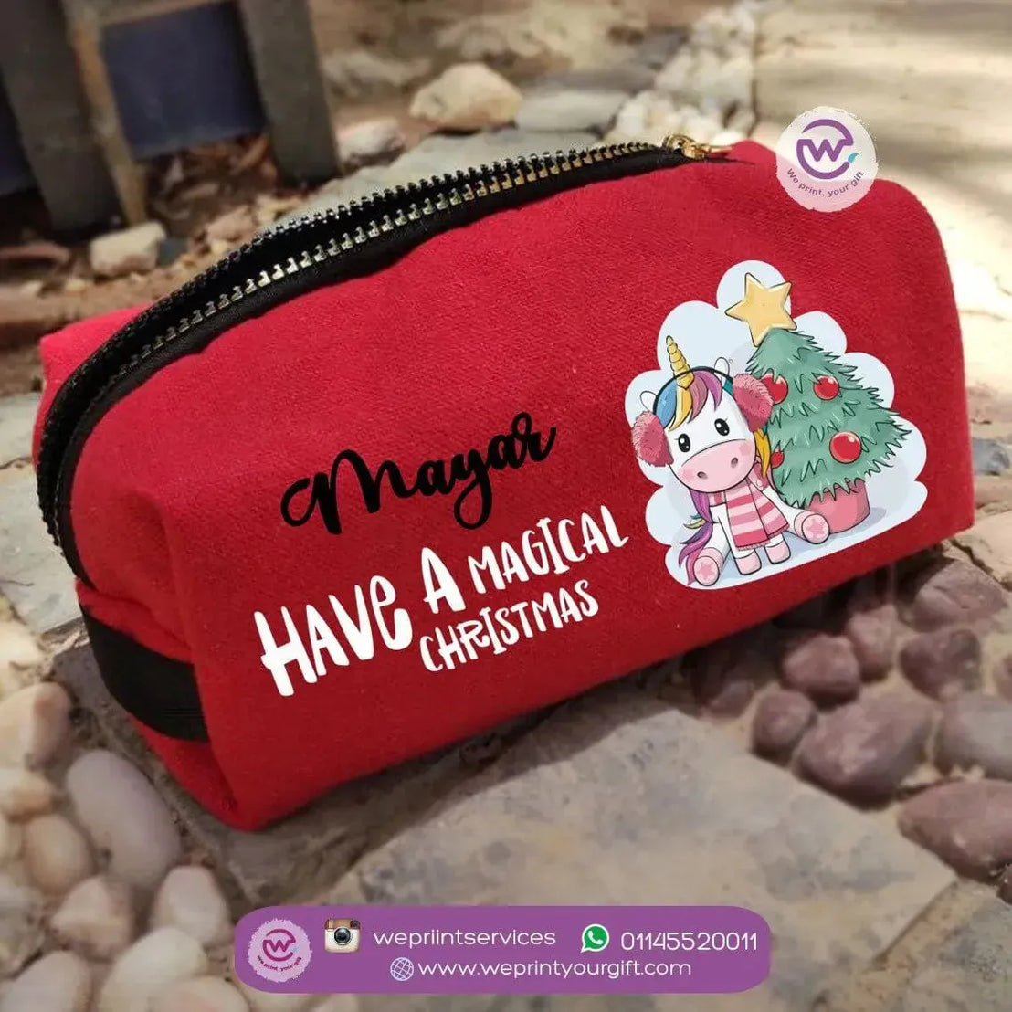 Fabric Boxy Pouch Makeup-Christmas - WE PRINT