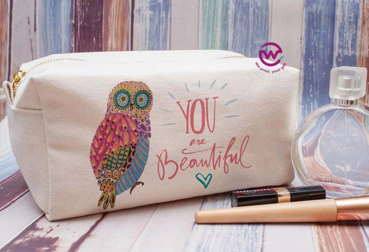 Fabric Boxy Pouch Makeup - Owl - weprint.yourgift