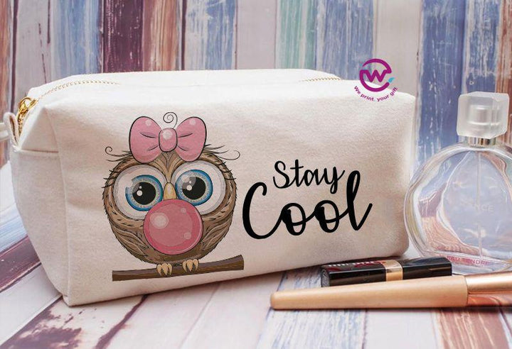 Fabric Boxy Pouch Makeup - Owl - weprint.yourgift