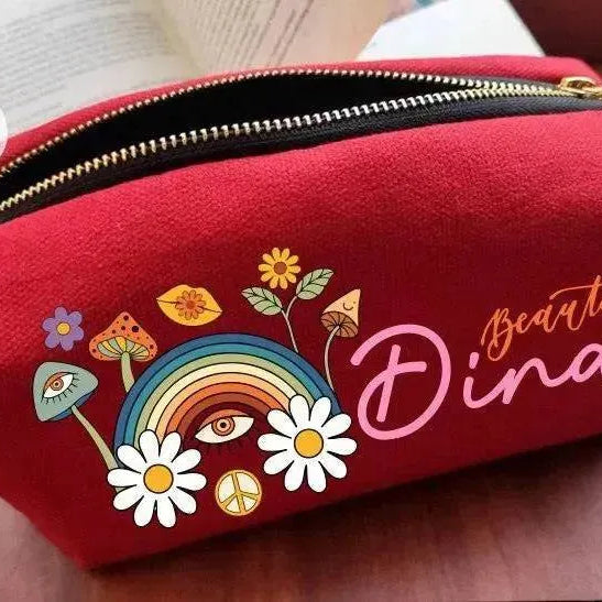 Fabric Boxy Pouch Makeup -Retro-B - WE PRINT