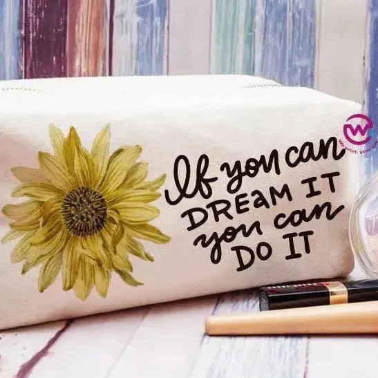 Fabric Boxy Pouch Makeup - Sunflower A - WE PRINT