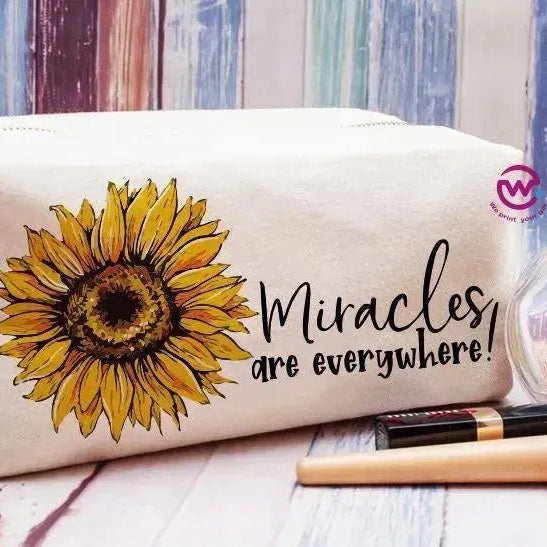 Fabric Boxy Pouch Makeup - Sunflower A - WE PRINT