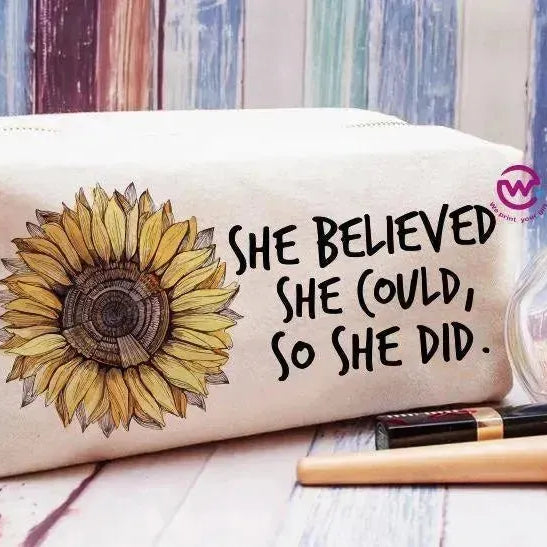 Fabric Boxy Pouch Makeup - Sunflower A - WE PRINT