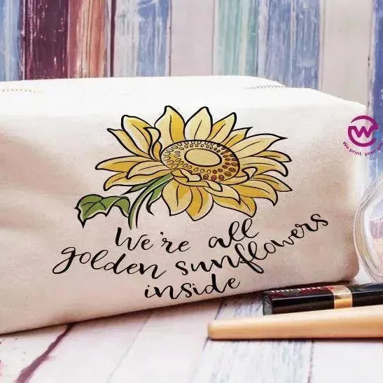 Fabric Boxy Pouch Makeup - Sunflower A - WE PRINT