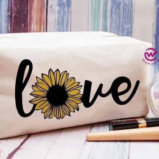 Fabric Boxy Pouch Makeup - Sunflower A - WE PRINT