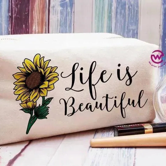 Fabric Boxy Pouch Makeup - Sunflower A - WE PRINT