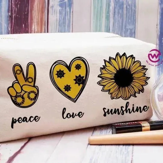 Fabric Boxy Pouch Makeup - Sunflower A - WE PRINT