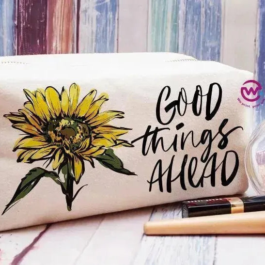 Fabric Boxy Pouch Makeup - Sunflower A - WE PRINT