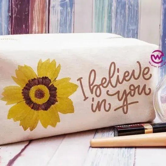 Fabric Boxy Pouch Makeup - Sunflower A - WE PRINT