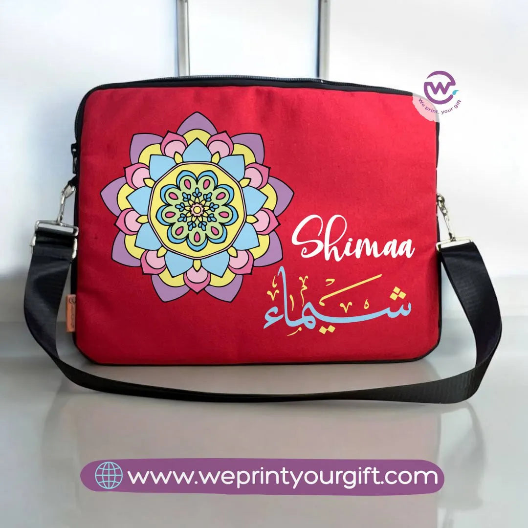 Fabric Laptop Sleeve- names mandala - WE PRINT