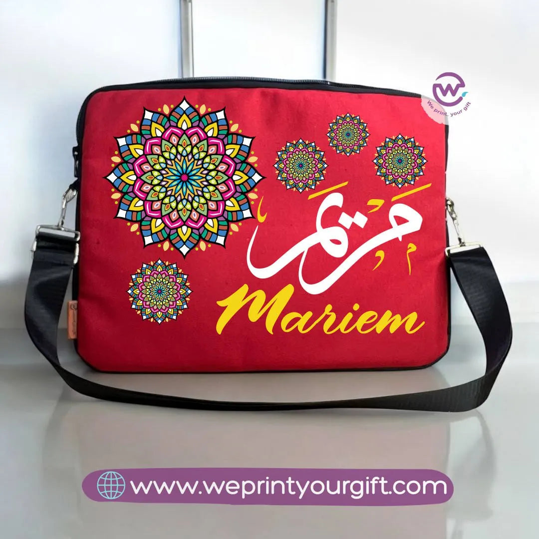 Fabric Laptop Sleeve- names mandala - WE PRINT