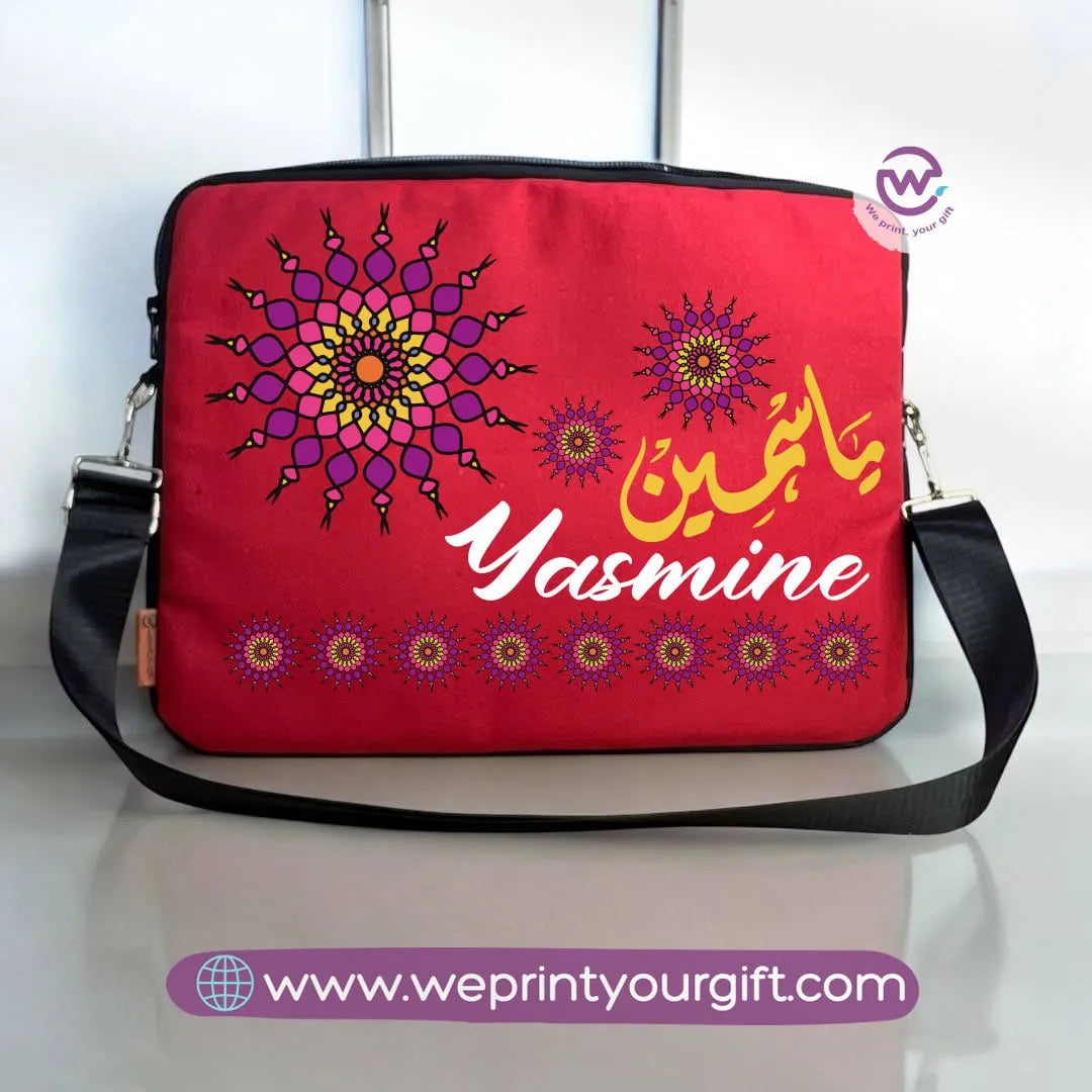 Fabric Laptop Sleeve- names mandala - WE PRINT