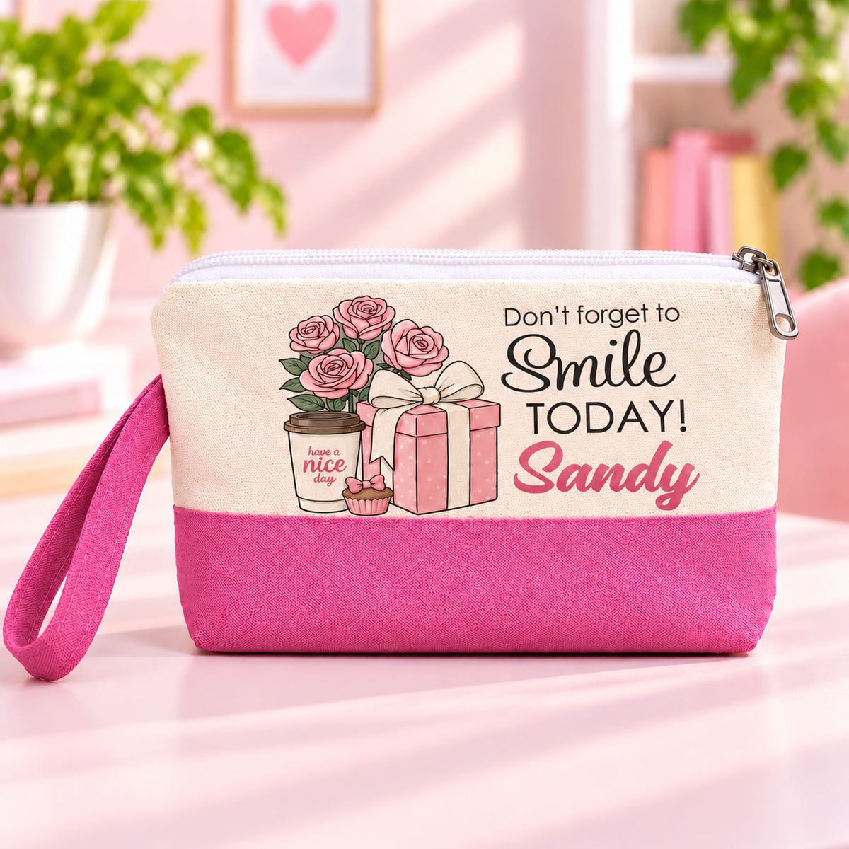 Digital Art Two-Tone Canvas Pencil Case & Makeup Pouch | With Side Handle