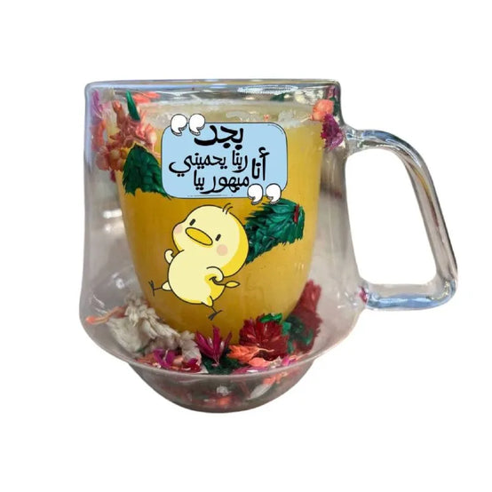 Floral double wall mug- Comic design - WE PRINT