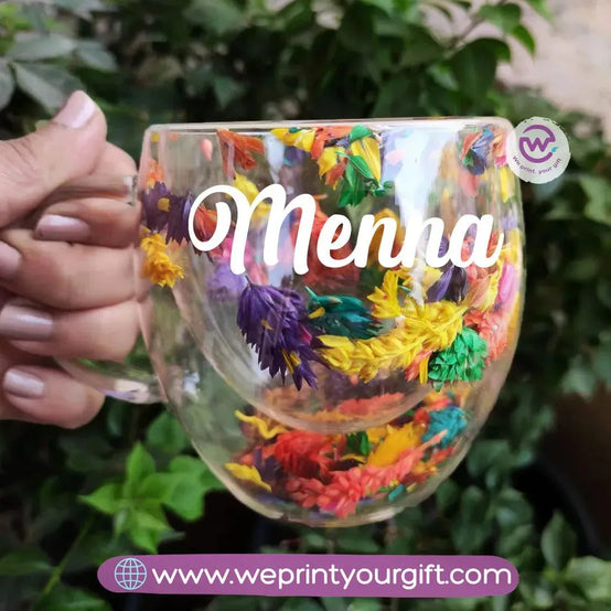 Floral Double Wall Mug-Names - WE PRINT