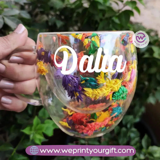 Floral Double Wall Mug-Names - WE PRINT