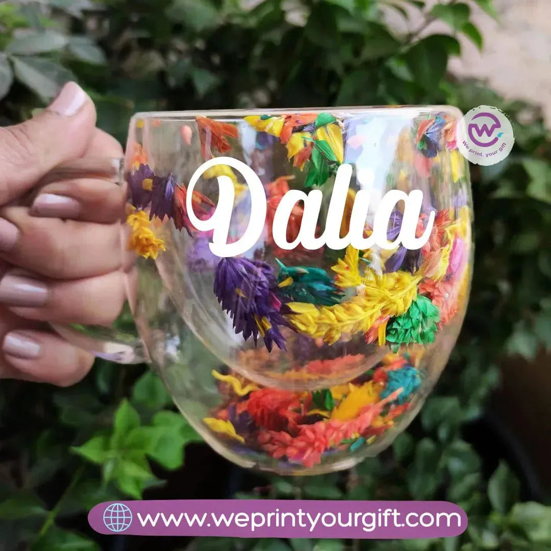 Floral Double Wall Mug-Names - WE PRINT